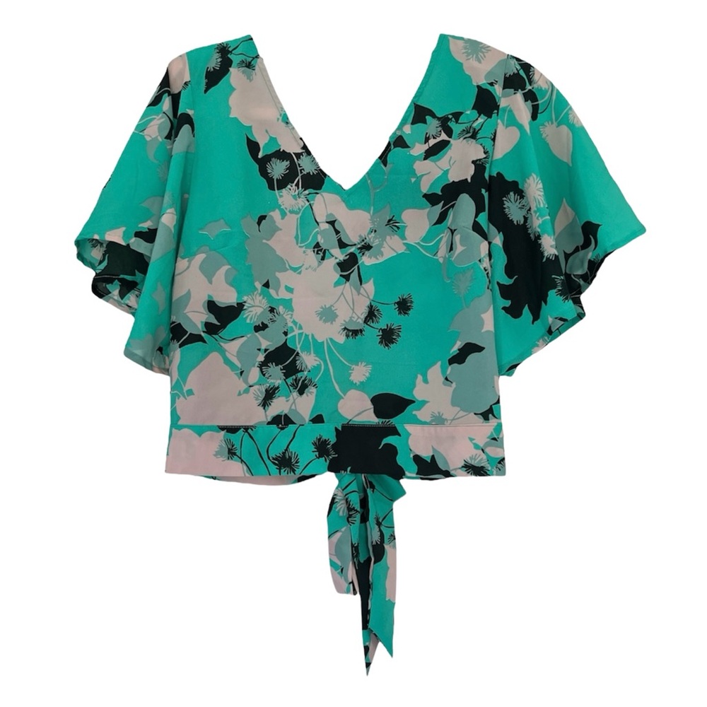 Floral Print Open Back Slit Short Sleeve